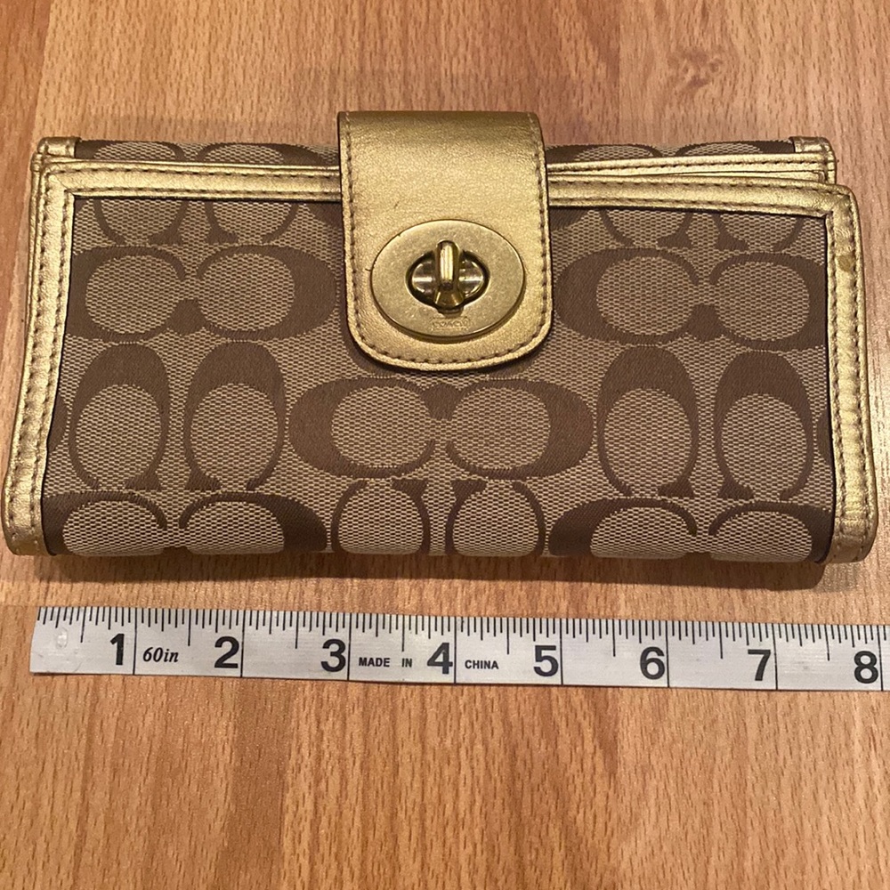 Coach canvas gold wallet